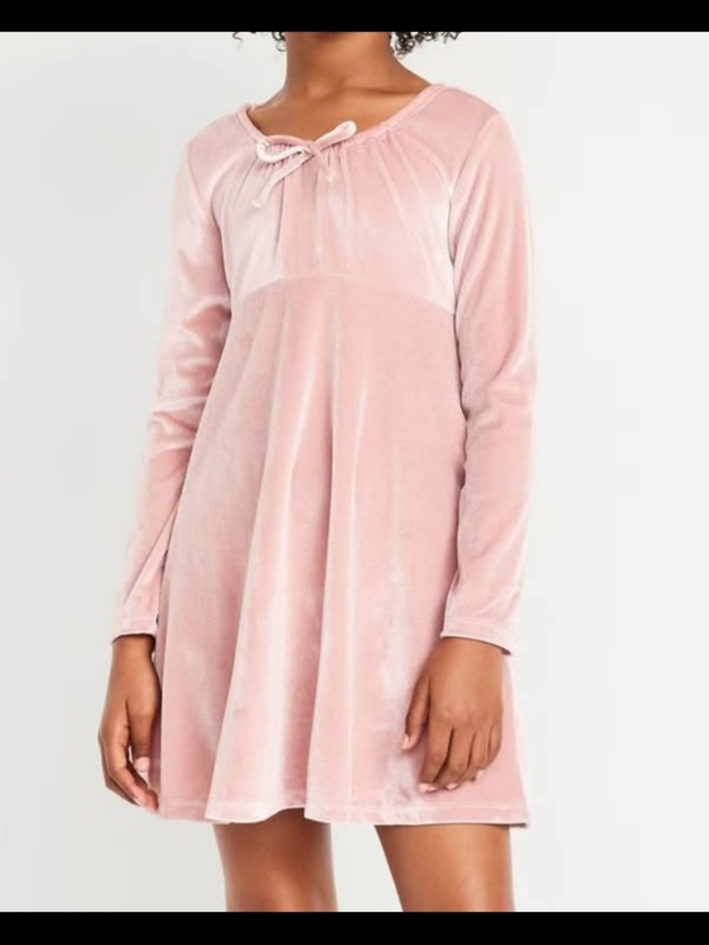 Old Navy Rose Velvet Long-Sleeve Tie-Front Dress
